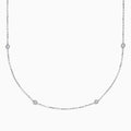 The 925 Sterling Silver Diamond 36 Inch Station Necklace features five small round diamonds evenly spaced along a delicate sterling silver chain, shown on a plain white background.