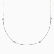 The 925 Sterling Silver Diamond 36 Inch Station Necklace features five small round diamonds evenly spaced along a delicate sterling silver chain, shown on a plain white background.
