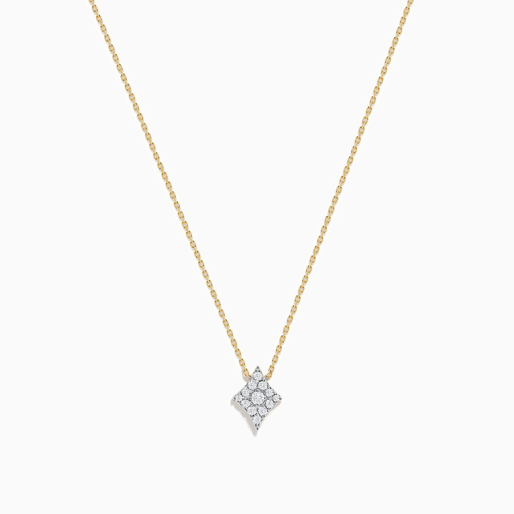 The Casino 14K Yellow Gold Diamond Diamonds Suit Necklace features a diamond-shaped pendant encrusted with sparkling diamonds, shown against a white background.