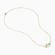 The Novelty 14K Yellow Gold Diamond Mama Heart Necklace features two pendants: one engraved with mama and a smaller, diamond-accented heart—an ideal gift to celebrate love and motherhood.