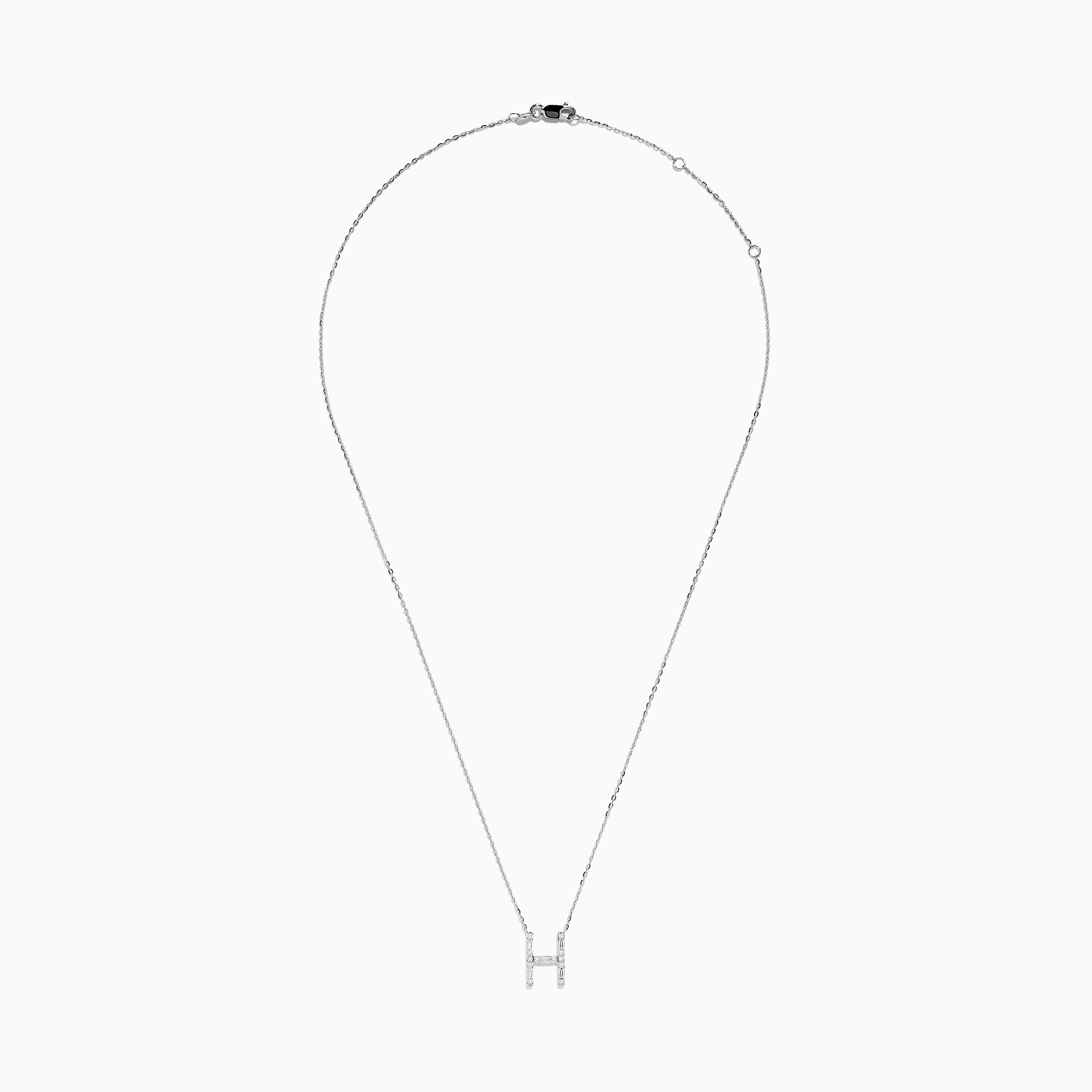 A 14K White Gold Diamond Initial H Pendant by Effy, featuring sparkling diamonds in a delicate design, displayed on a white background.