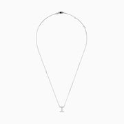The 14K White Gold Diamond Initial I Pendant features a delicate white gold chain and is adorned with sparkling diamonds.