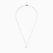 The 14 Karat White Gold Initial J Diamond Necklace showcases a white gold pendant in the shape of J, accented with sparkling diamonds for a refined and elegant look.