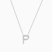 The 14K White Gold Diamond Initial P Pendant features a delicate white gold chain and sparkling stones for a stunning diamond look.
