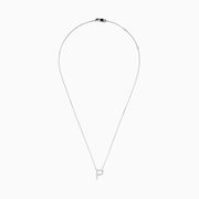 The 14K White Gold Diamond Initial P Pendant features a delicate white gold chain and sparkling stones for a stunning diamond look.