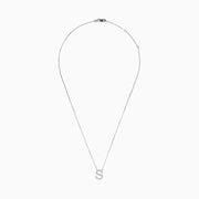The 14 Karat White Gold Initial S Diamond Necklace features a sparkling S-shaped pendant accented with diamonds—a subtle yet stunning piece for everyday elegance.