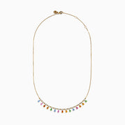 Watercolors 14K Yellow Gold Multi Sapphire, Tsavorite and Diamond Fringe Necklace