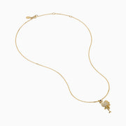 14K Yellow Gold White and Black Diamond Flamingo Pendant