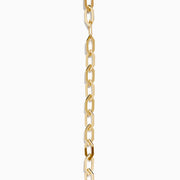 The 14K Yellow Gold White and Green Enamel Snake Paperclip Chain Necklace features a snake head pendant with white enamel scales and green accents, hanging elegantly from a sleek paperclip chain.