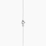 The 18K White Gold Paraiba and Diamond Pendant features a round Paraiba gemstone framed by a halo of white diamonds, elegantly suspended from a fine chain on a white background.