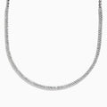 The 925 Sterling Silver Pave Diamond Necklace features a single row of sparkling round white diamonds set in a thin sterling silver chain, displayed elegantly against a white background.
