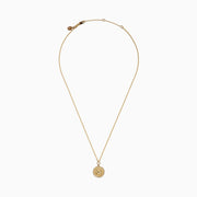 The Zodiac 14K Yellow Gold and Diamond Cancer Necklace features a round pendant with a winged cup design, accented by diamonds. Its delicate chain and zodiac style make it a perfect, personal accessory.