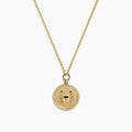 The Zodiac 14K Yellow Gold and Diamond Cancer Necklace features a round pendant with a winged cup design, accented by diamonds. Its delicate chain and zodiac style make it a perfect, personal accessory.