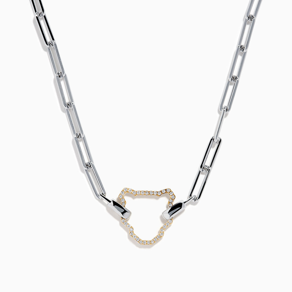 Signature Sterling Silver & 14K Gold Diamond Silhouette Paperclip Necklace