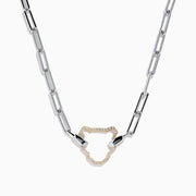 Signature Sterling Silver & 14K Gold Diamond Silhouette Paperclip Necklace