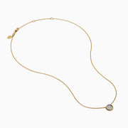 The DOro 14K Yellow Gold Diamond Necklace features a delicate gold chain and a round pendant with a cluster of sparkling diamonds at the center.