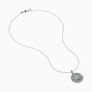 A Lab Grown Blue and White Diamond Starfish Pendant in 14K Two Tone Gold, featuring a round starfish design accented with blue gemstones and lab grown diamonds.