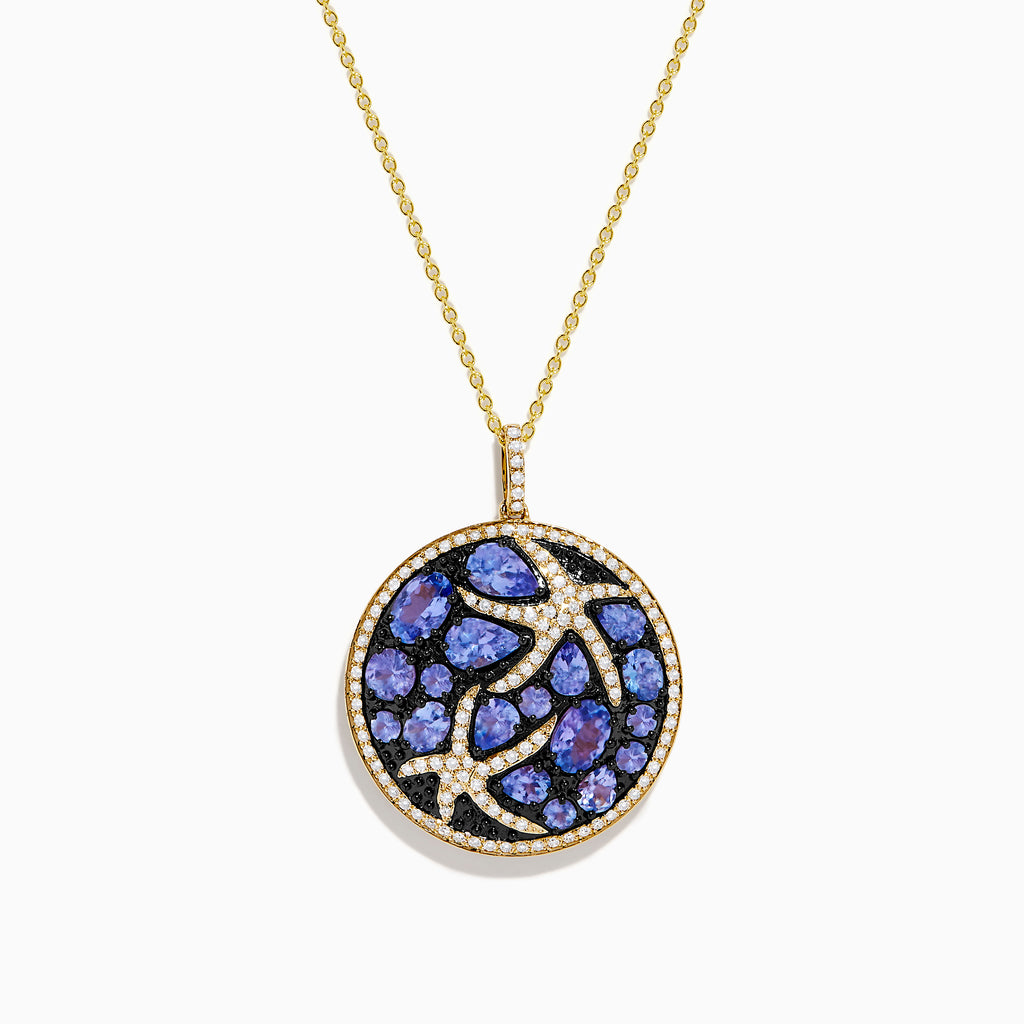 The Seaside 14K Yellow Gold Tanzanite & Diamond Starfish Pendant features shimmering tanzanite and diamonds set in a delicate yellow gold starfish design.
