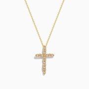 The DOro 14K Yellow Gold Diamond Cross Pendant features small round diamonds set in a cross design, shown against a white background.