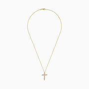 The DOro 14K Yellow Gold Diamond Cross Pendant features small round diamonds set in a cross design, shown against a white background.