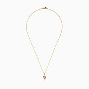 The Novelty 14K Yellow Gold Multi Sapphire Tsavorite Treble Clef Pendant is showcased on a plain white background.