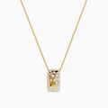 The DOro 14K Yellow Gold Scattered Diamonds Pendant features a rectangular design with small round diamonds on a delicate gold chain, shown against a white background.