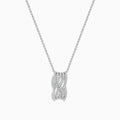 14K White Gold Diamond Multi-Row Crisscross Pendant featuring an intertwined double-loop design encrusted with sparkling diamonds, displayed on a white background.