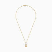 The 14K Two-Tone Gold and Diamond Dewdrop Pendant features a teardrop design with a cluster of diamonds at the top, elegantly displayed against a white background.