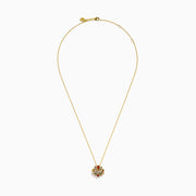 The 14K Yellow Gold Multi Sapphire and Diamond Scallop Shell Fan Pendant features a colorful, ornate design—an elegant and vibrant alternative to traditional diamond or sapphire jewelry.