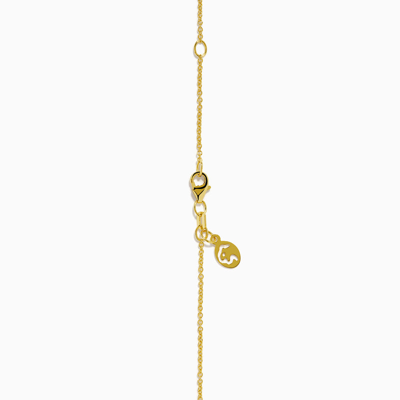 The Watercolors 14K Yellow Gold Multi Sapphire and Diamond Teardrop Pendant features vibrant sapphires and diamonds in a teardrop design, set on a delicate yellow gold chain.