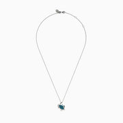 The Seaside 14K White Gold Blue Diamond Crab Pendant features sparkling blue diamonds on its shell, crafted in elegant white gold and shown against a plain white background.