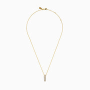 The D'Oro 14K Yellow Gold Diamond Pendant features a vertical rectangular design set with two rows of sparkling white diamonds, shown on a plain white background.