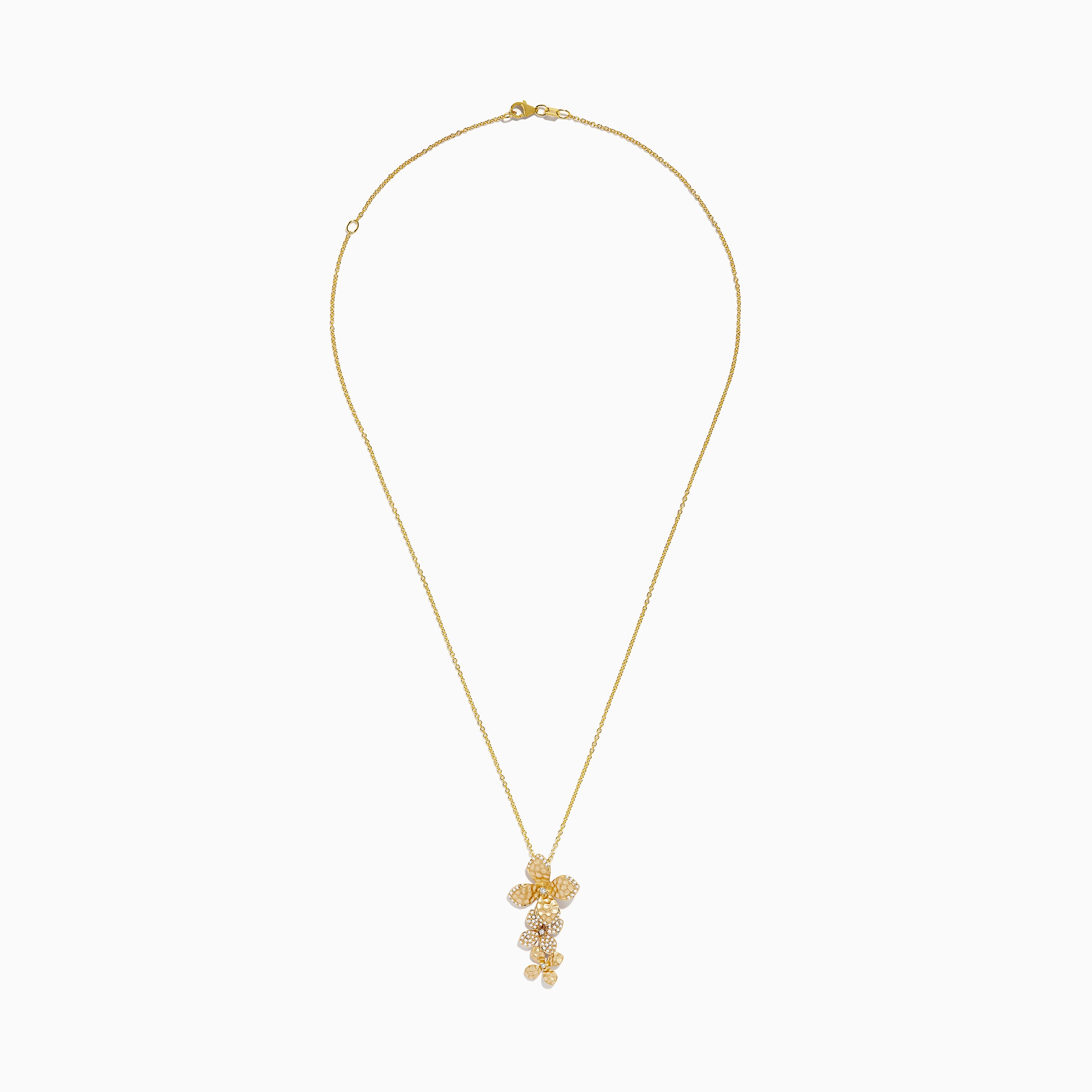 14k Yellow Gold Floral Pendant With Emerald Center & Diamond Halo - Dainty Necklace - View #4