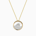The Seaside 14K White & Yellow Gold Diamond Wave Pendant features a wave design encrusted with sparkling white stones, suspended on a gold chain necklace.