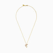 Seaside 14K Yellow Gold Multi Sapphire and Diamond Dolphin Pendant displayed on a plain white background.