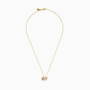 The Safari 14K Yellow Gold Diamond and Emerald Elephant Pendant features an elephant-shaped charm adorned with sparkling diamonds and a vivid emerald eye, suspended from a delicate yellow gold chain for an elegant touch.