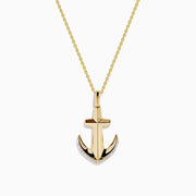 14K Yellow Gold Diamond Pave Anchor Pendant