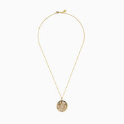The D'Oro 14K Yellow Gold Geometric Diamond Pendant features a round yellow gold design with a hexagon diamond pattern, suspended from a delicate gold chain and shown on a white background.