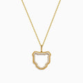 The Signature 14K Yellow Gold Diamond Textured Panther Outline Pendant features a delicate open-center panther shape outlined with sparkling diamonds for an elegant look.