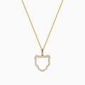 The Signature 14K Yellow Gold Diamond Pave Panther Outline Pendant features a minimalist open panther design encrusted with sparkling diamonds, hanging at the center of a delicate chain.