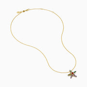 Watercolors 14K Gold Multi Sapphire, Orange Sapphire and Diamond Starfish Pendant