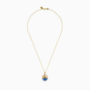 14K Yellow Gold Orange Sapphire, Diamond and Enamel Sunset Medallion Pendant