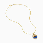 14K Yellow Gold Orange Sapphire, Diamond and Enamel Sunset Medallion Pendant