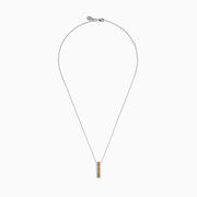 The Canare 14K Two Tone Gold White and Yellow Diamond Pendant features a rectangular design with a vertical row of yellow diamonds bordered by white stones, displayed against a plain white background.