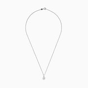 The 925 Sterling Silver Diamond Cluster Pendant features a round, sparkling diamond cluster in a floral-style setting on a delicate silver chain, shown against a plain white background.