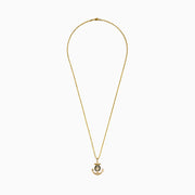 A Men's 14K yellow gold anchor pendant with black and white diamonds, displayed on a white background.