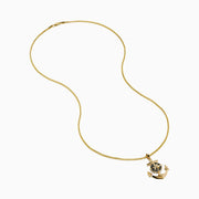 A Men's 14K yellow gold anchor pendant with black and white diamonds, displayed on a white background.