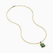 The Men's 14K Yellow Gold Malachite and Diamond Anchor Dog Tag Pendant features a rectangular malachite centerpiece and sparkling diamond accents in a stylish anchor dog tag design.