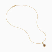 The 14K Yellow Gold Brown and White Diamond Pendant features a delicate gold chain with a central brown diamond, accented by smaller white diamonds in a floral-inspired design.