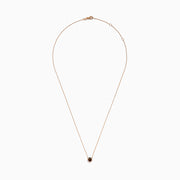 The Espresso 14K Rose Gold Brown Diamond Necklace features a delicate rose gold chain with a square pendant set with a rich brown diamond, all displayed against a plain white background.